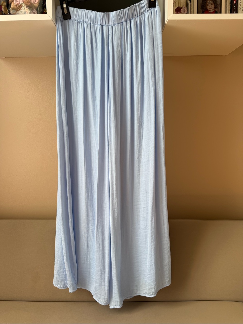Light Blue Elastic Trousers -Maxi Skirt